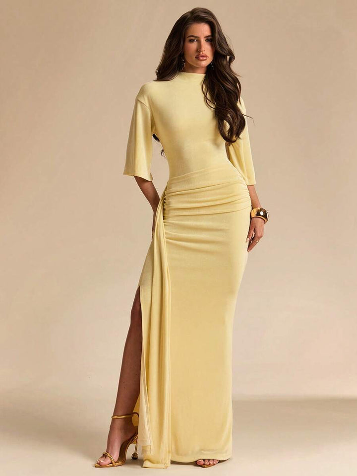 Open-Back Draped Maxi Dress