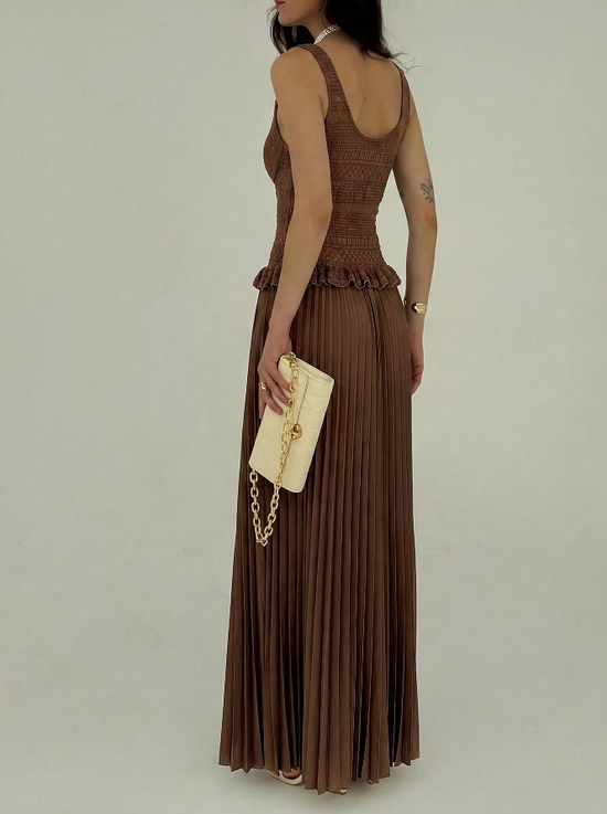 Robe longue plissée en crochet Seraphine