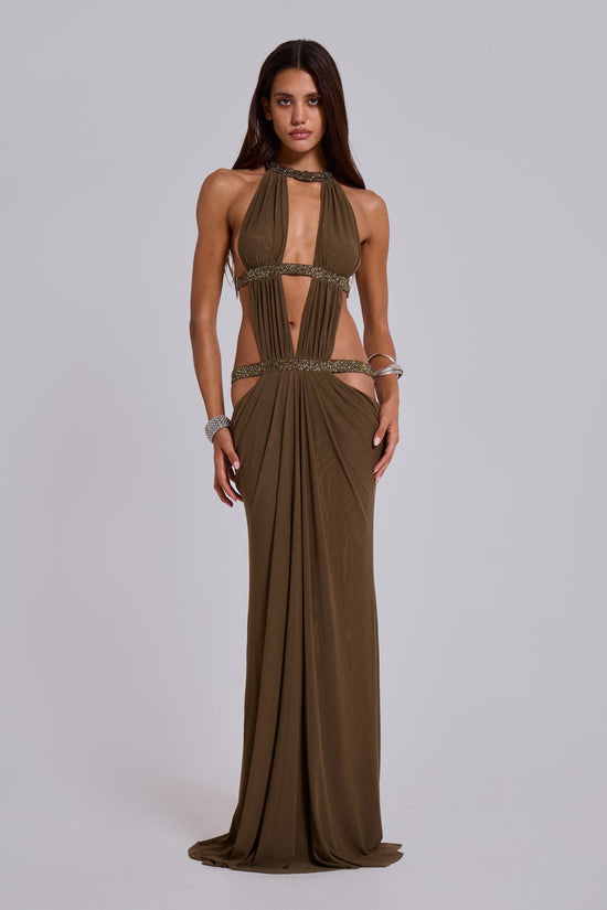 Selene besticktes Maxikleid