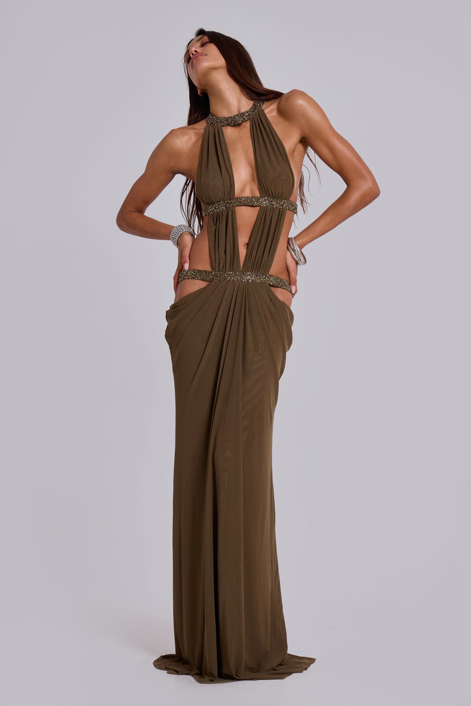 Selene besticktes Maxikleid