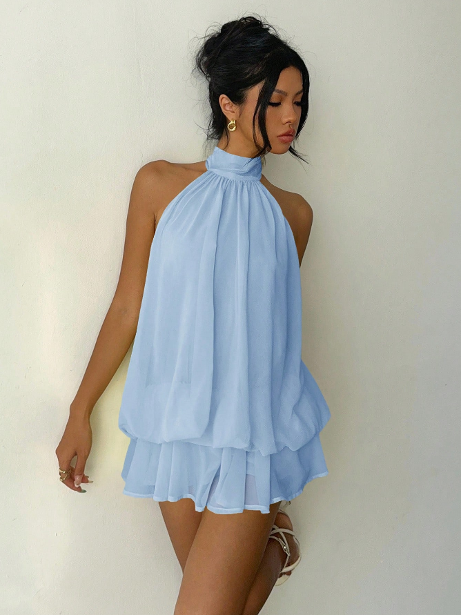 Ethereal Halter Mini Dress
