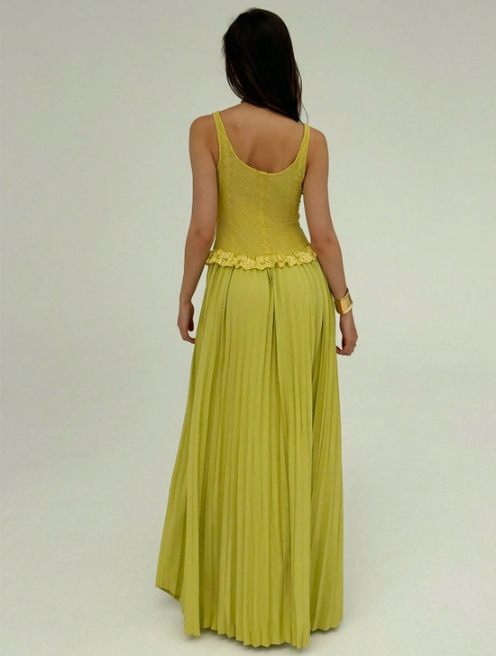 Robe longue plissée en crochet Seraphine