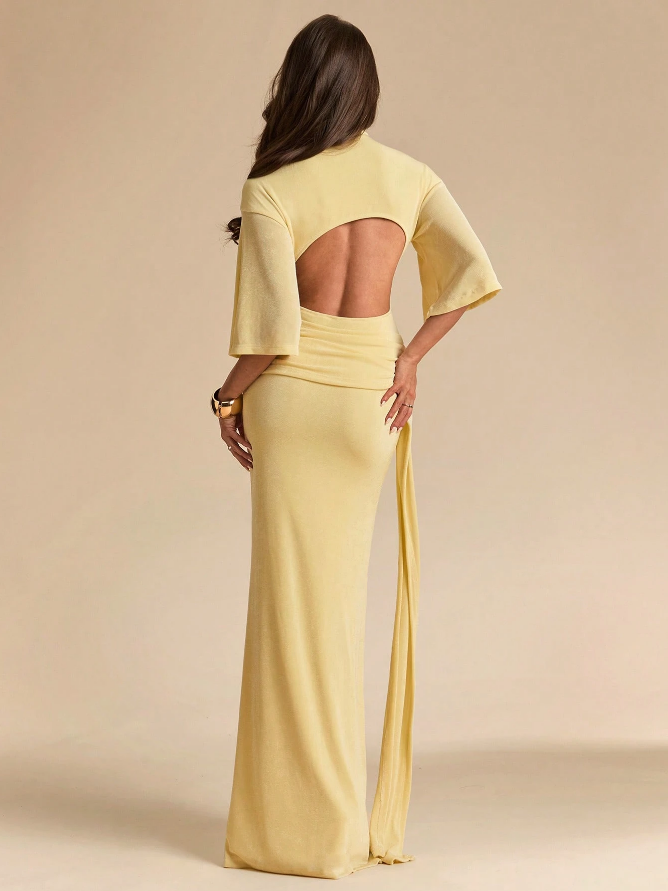 Open-Back Draped Maxi Dress
