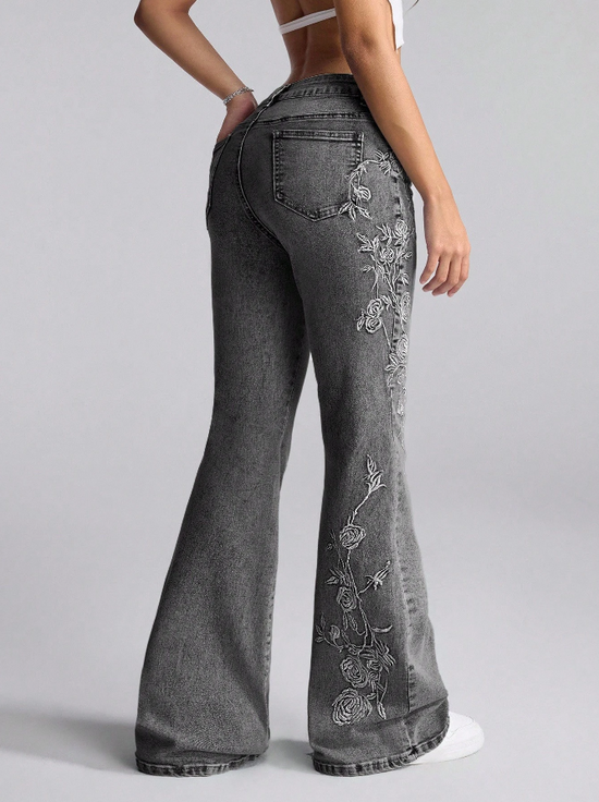 Embroidered Flared Jeans